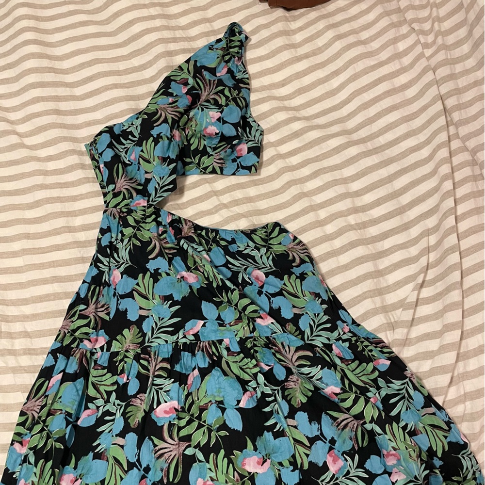 Moon River Floral Dress with Blue and Green Accents